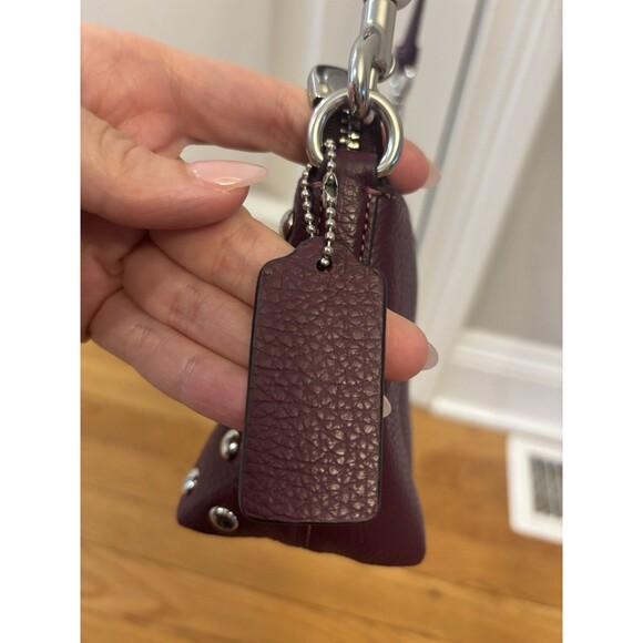 Coach CM031 Charlotte Leather Shoulder Crossbody Bag Rivets Deep Berry Studded - Picture 9 of 14